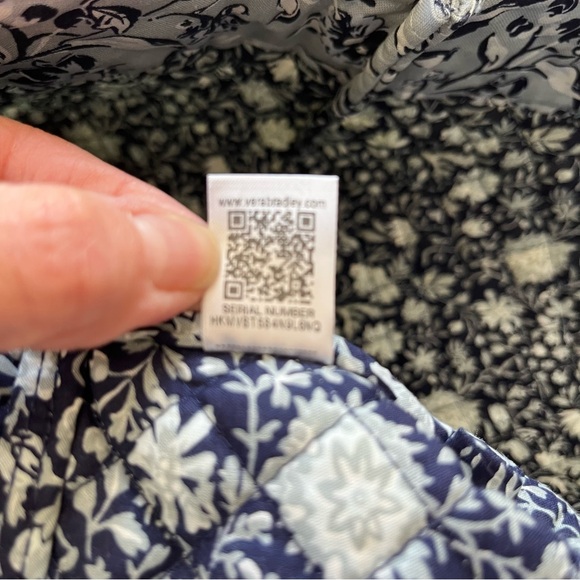 Vera Bradley Light Blue and Navy Quilted Floral Tote with Zip Pouch - Picture 7 of 14